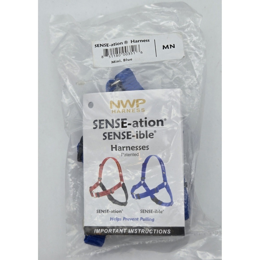 SENSE-ation No Pull Dog Trainer Walking Harness Mini‎ Blue Nylon Adjustable Pet